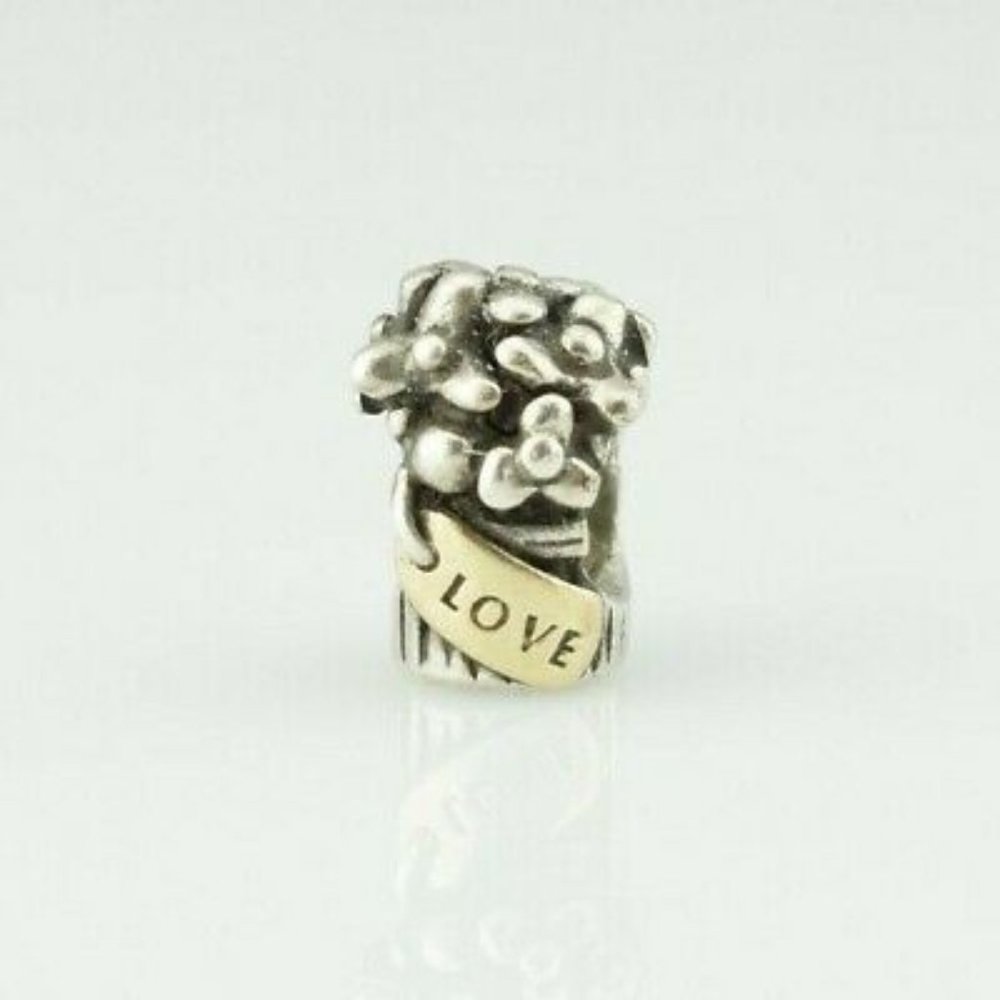 Genuine 925 14K. Pandora Love Flower Bouquet Charm